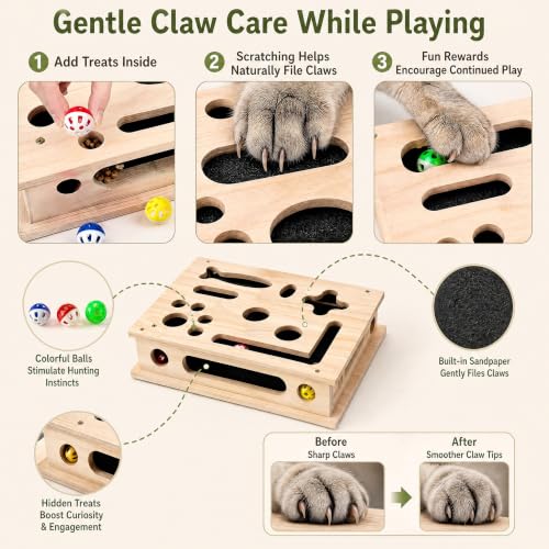 Cat Scratch Puzzle Box with Interactive Balls & Replaceable Sandpaper by BABUFINE - Used condition - Image 4