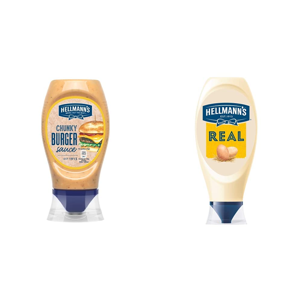 Hellmann's Chunky Burger Sauce, 250ml & Real Squeezy Creamy and Delicious Mayonnaise, 750ml