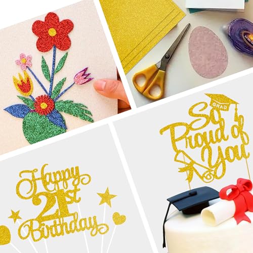 BEISHIDA Papel cartolina dourado, cartolina com glitter A4, papel com glitter dourado, papel brilhan
