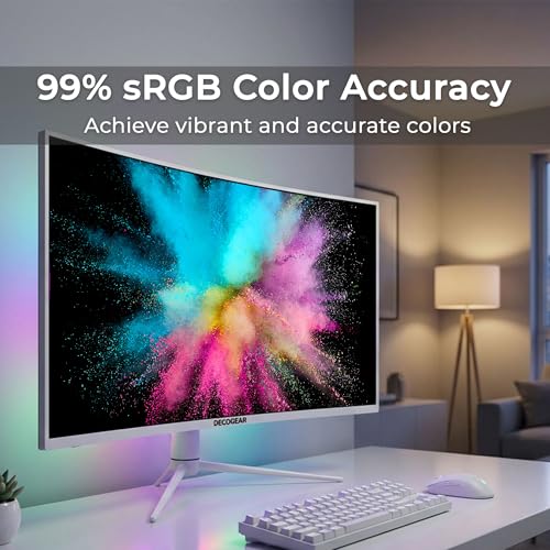 Image of Deco Gear 39 Curved Ultrawide Gaming Monitor, 2560 x 1440, HDR400, 165 Hz, 99% sRGB, HDMI 2.0, DP 1.4 Limited White Edition - Exclusive