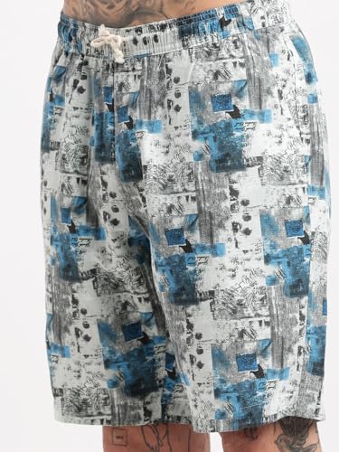 Image of SHOWOFFFF Men Abstract Two-Piece Co Ords | Cuban Collar Half Sleeves Cotton Co Ords for Mens | Mid-Rise Relaxed Fit Knee Length Co Ords for Men's