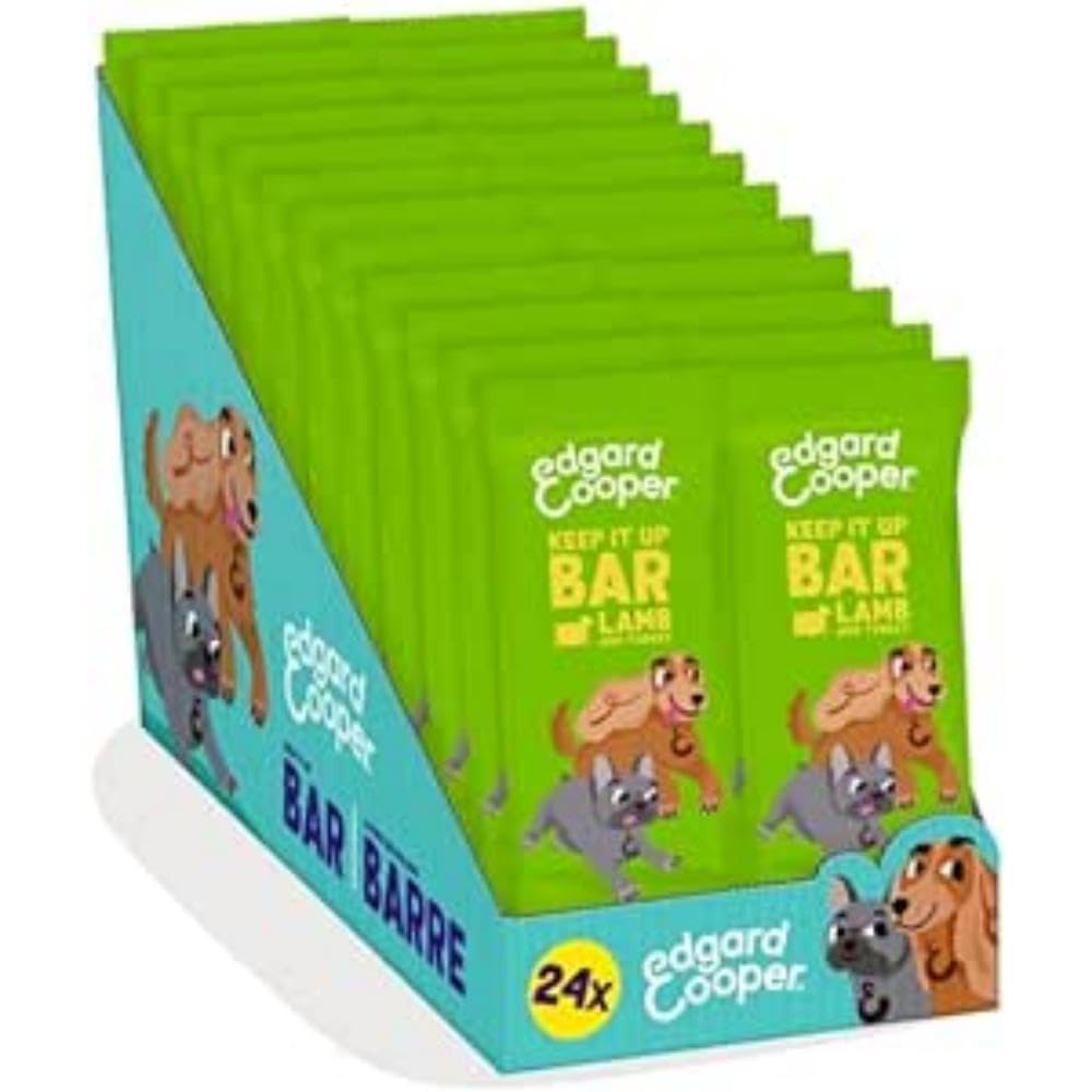 Edgard & Cooper Snack per cani, Keep it Up Barretta (Agnello/Tacchino, 24 x 30g bar), Senza cereali, ricco di proteine e carne fresca di qualità, con aminoacidi essenziali