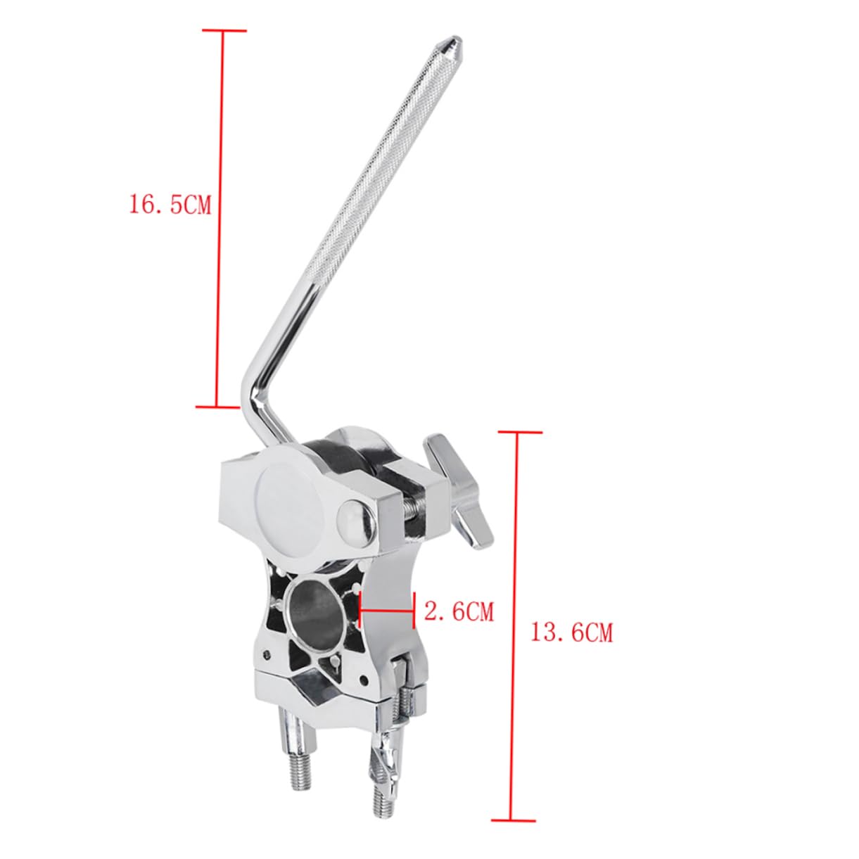 BESTonZON Support de Tom en Alliage de Zinc Réglable à Levier Rotatif 360°, Clip D'extension pour Batterie, Accessoire Montage Percussion Robuste et Polyvalent, Argenté
