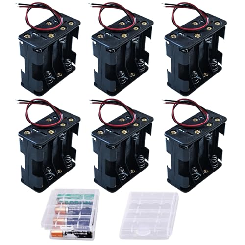 GTIWUNG 6 Piezas Caja de Batería Receptora de Doble Piso 8 x 1,5 V Portapilas para 8 Pilas, Soporte de Batería Compartimento de inserción de batería 8AA 12V, 2 Piezas Cajas de Almacenamiento