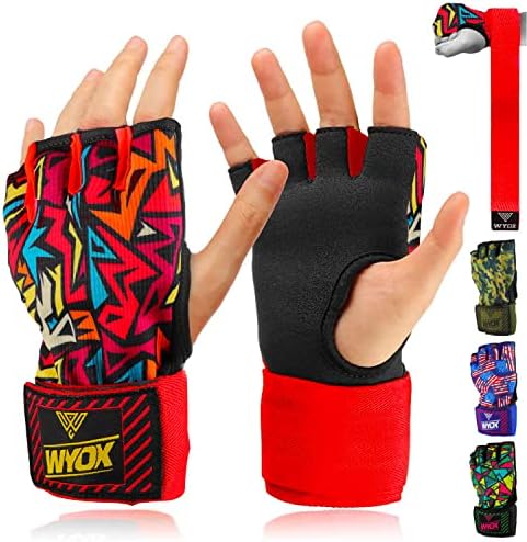 Hand Wraps Boxing Inner Gloves - Gel Elasticated Padded Bandages Under Mitts Long Wrist Support for MMA Muay Thai Kickboxing Martial Arts Training | Fist Protector (Passionate Picasso, S/M)