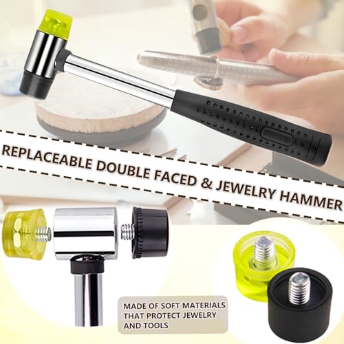 Image of Ring Sizer Measuring Tool Ring Sizing Kit Ring Size Measurer Metal Jewelry Ring Mandrel and Mallet Finger Ring Shaper to Fix Bent Rings Fixer Reshaper Tool (10-Ring Size Shaper Tool)