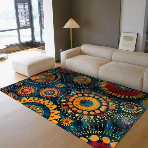 Carpette floraux vintage lavable en machine avec dossier antiderapant