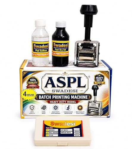 Image of ASPL 4mm Batch Coding Stamp Machine | Manual Date, Batch No. & MRP Printing for Pouches, Bags & Labels | Suitable for 3kg-5kg Packs | Made in India