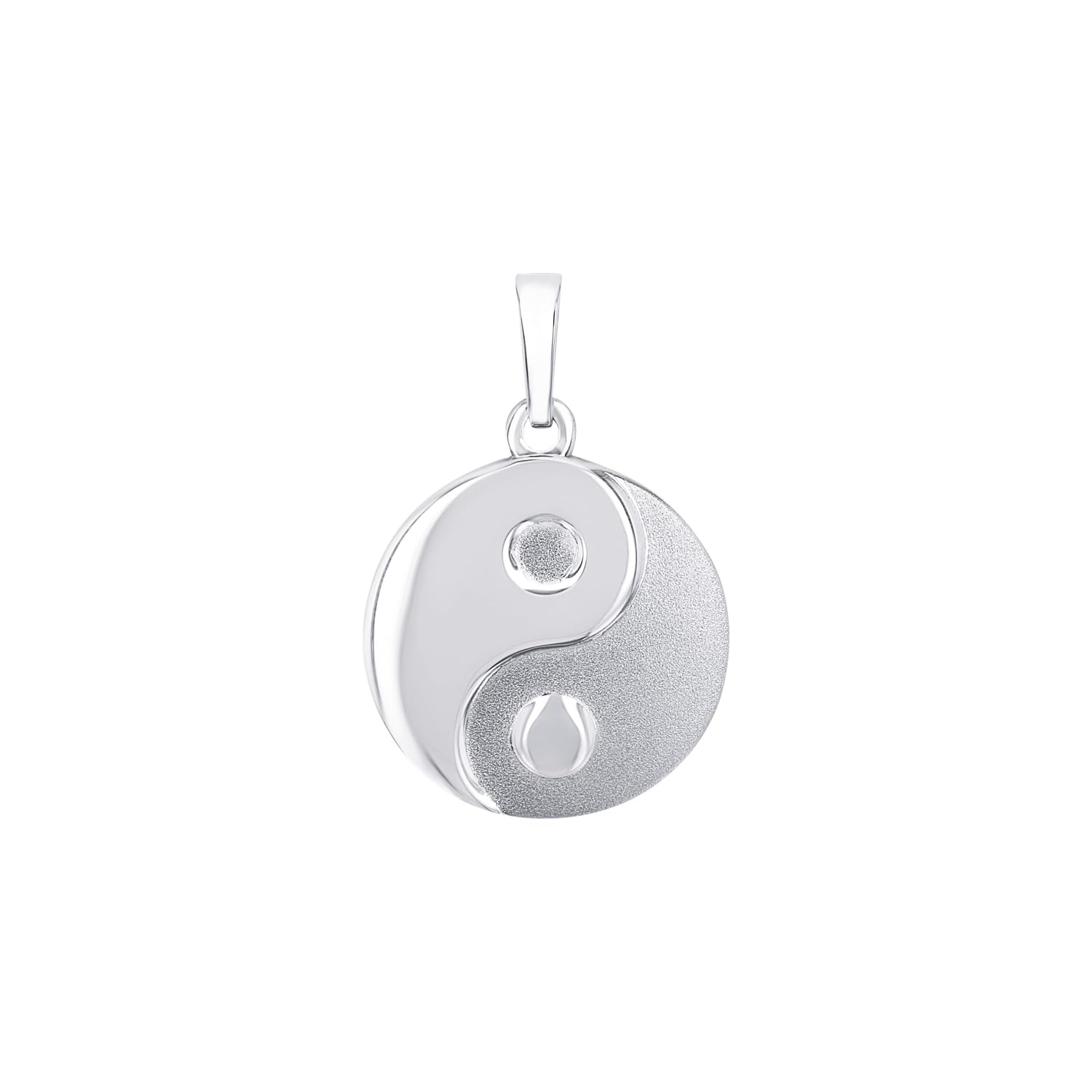 AMOR - Pendentif de Collier Unisexe Femme Homme en Argent 925 - Motif en Forme Yin Yang - AMR-N0016