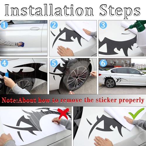 Image of TOMALL 2Pcs 66'' Flame Graphics Stickers Car Body Side Skirt Decals Racing Sport Stripe Decals for Car Universal Vinyl Waterproof Large Decal Decoration for Truck Off-Road Vehicles Accessories (Black)