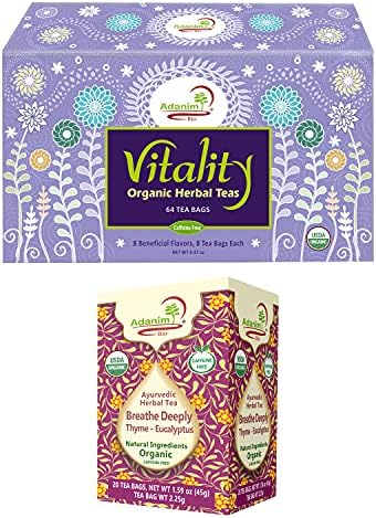 Adanim Bio Eucalyptus Thyme + Vitality Herbal Tea Sampler Gift Box