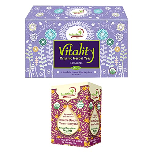 Adanim Bio Eucalyptus Thyme + Vitality Herbal Tea Sampler Gift Box #TOP24