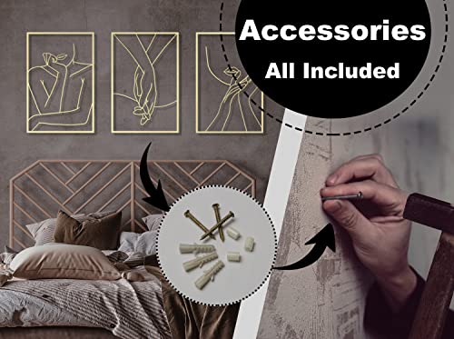 Vivegate Gold Minimalist Female Body Single Line Metal Wall Art Decor - 18"X12" 3 Packs Gold Women Body Abstract Minimalist Lines Wall Signs For Hanging Bedroom Wall Decor #TOP4