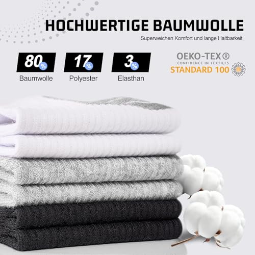 Effeet Sneaker Socken Herren Damen 10 Paar, Atmungsaktive Baumwolle Sportsocken, Kurz Halbsocken Laufsocken Schwarz 43-46