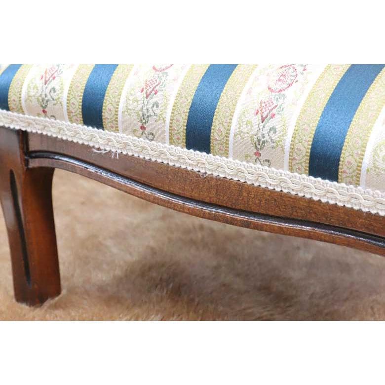 フットスツール ネイビーストライプ オットマン 椅子 222-1497-003