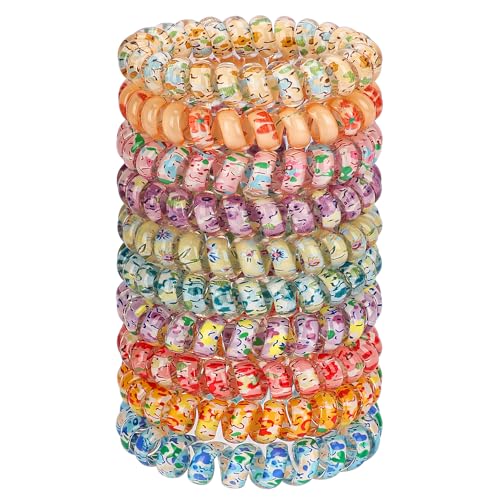 JessLab Espiral Pelo Lazos, 10pzas Surtido Sin Rastro Espiral Pelo Lazos, Lindo Plástico Espiral Cola de Caballo de Plástico, No-Daño Cabello Accesorio para Mujeres y Niñas