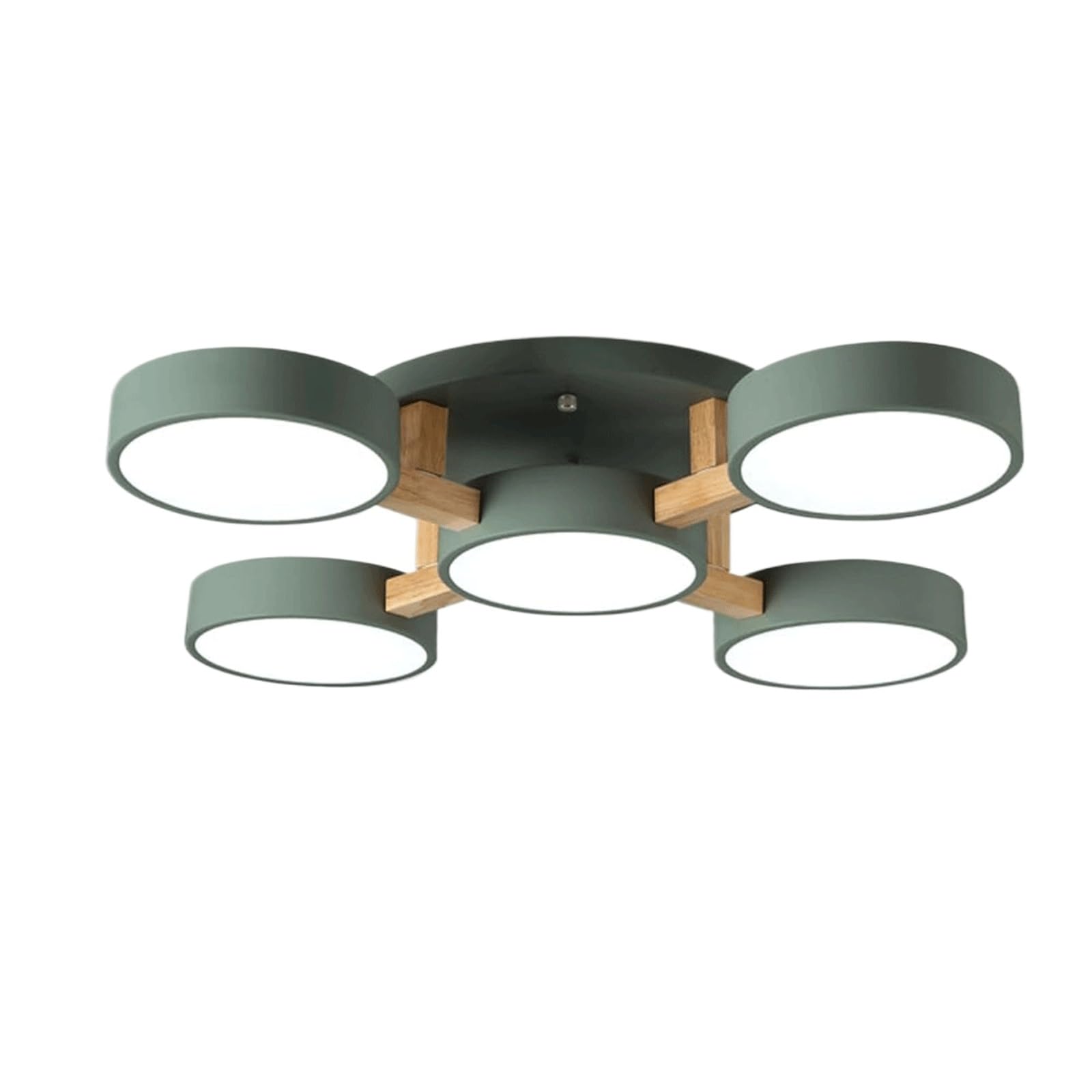 BKEKM 5-Light LED Ceiling Light With Wood Accents, 60W Flush Mount Fixture,Dimmable 3000k-6000K Ceiling Light Fixtures Modern Ceiling Lamp(Gr�n)