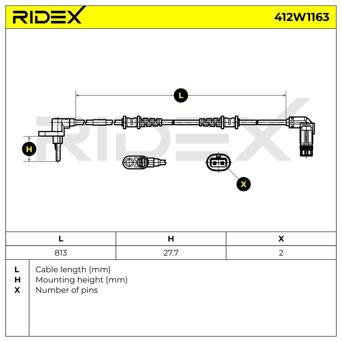 RIDEX 412W1163 Capteur ABS Avant