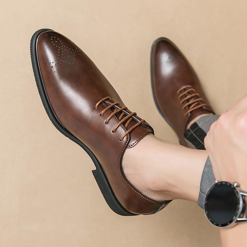Uomo in Pelle Lace-Up Wedding Business Abito Formale Wingtips Brogue Shoes Oxford