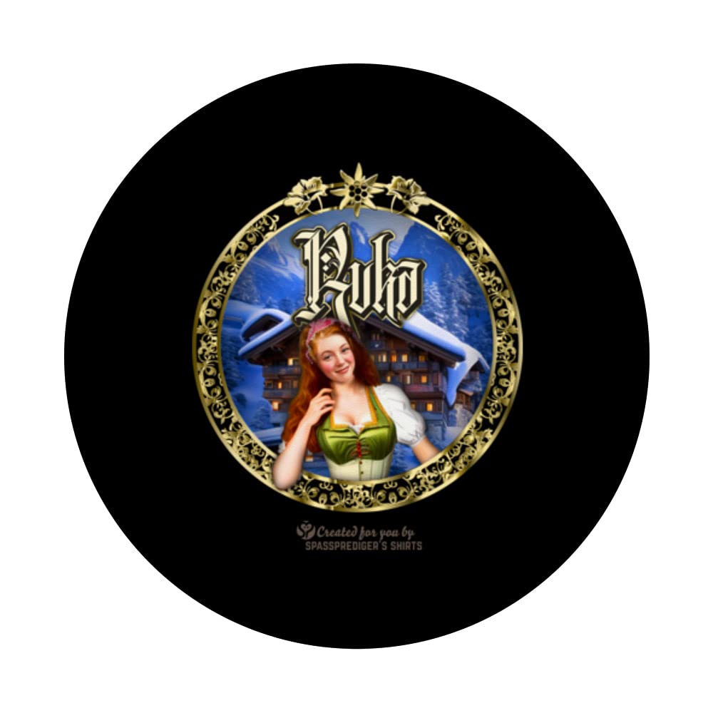Ruka Ski Aea Finland Chalet & Pin-Up Girl Ruka PopSockets Swappable PopGrip, Black - Image 3