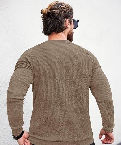 Image of Mens Stripes Full Sleeve Solid T-Shirt| Comfortable, Lightweight,Breathable, Skin Friendly