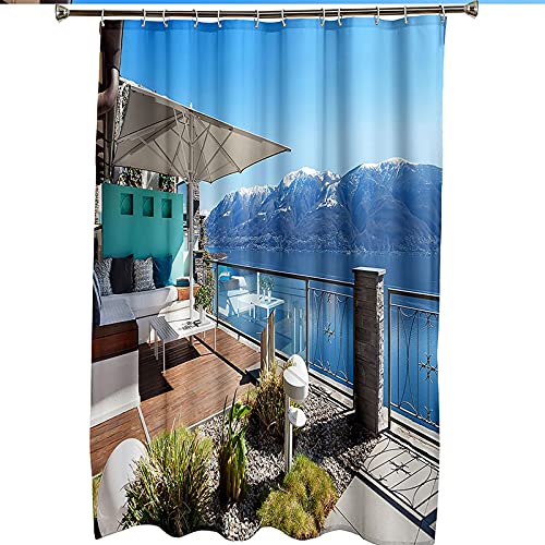 Rideau de douche anti-moisissure KnSam en polyester imperméable bleu 180x200 cm - 7