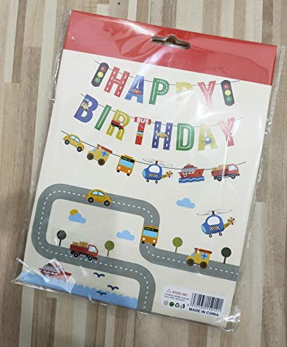 Car Airplane Happy Birthday Banner Transportation Boy Birthday Party Decorations Train Ship Birthday Decor Colorful #TOP2