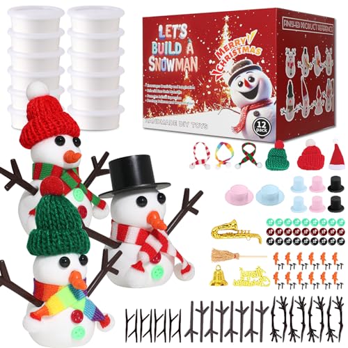 Build a Snowman Kit - Christmas Crafts, Modeling Clay DIY Kit, Creative Kids Air Dry Modeling Clay, Xmas Holiday Party Decor Gift