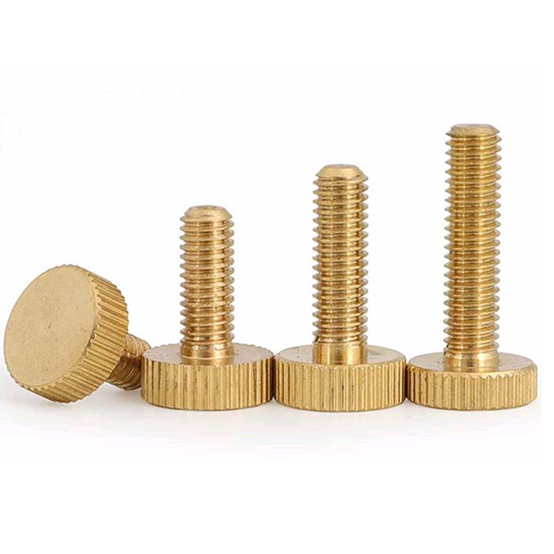 Brass Knurled Hand Screw Copper Manual M3 M4 M5 M6 Flat Head Thumb Bolt Length 4/5 / 6/8 / 10/12 / 14/16 / 25 - (Size: M5, Length: 16mm(5pcs), Color: High head)