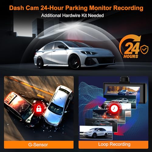 Dash Cam Front and Rear, 4K+1080P Dual Dash Camera for Cars with WiFi & GPS, Dashboard Camera Dashcam with App Control, Free 64GB Card, 170° Wide Angle, G-Sensor, Loop Recording, 24H Parking Mode - Image 6