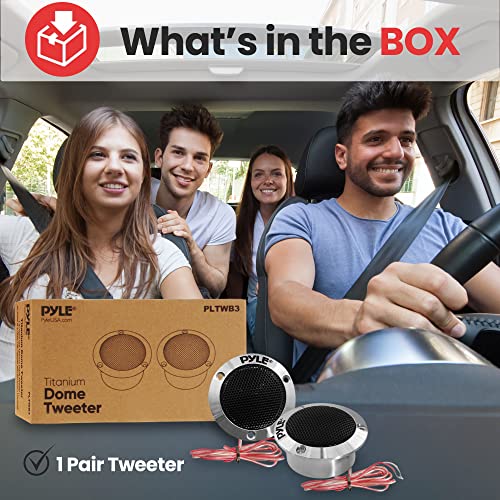 Pyle 2.5" Dual Titanium Dome Tweeters - 1 Pair 1” Voice Coil 80 Watts At 4-Ohm, Car Audio Tweeters For Speakers With Aluminum Housings - Pltwb3 #TOP1