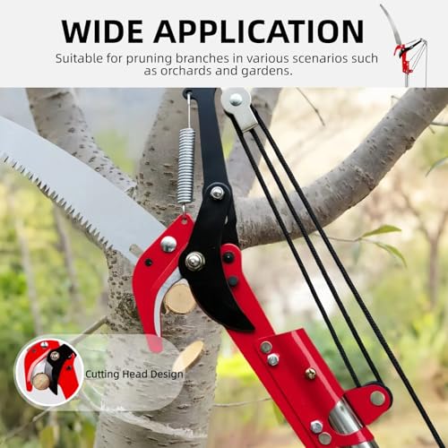 Pole Saws for Tree Trimming - 14FT Dual-Pulley Tree Pruner, Tree Trimmers Long Handle Pruner, Manual Pole Saw for Yard & Garden, Gardening Hand Tools