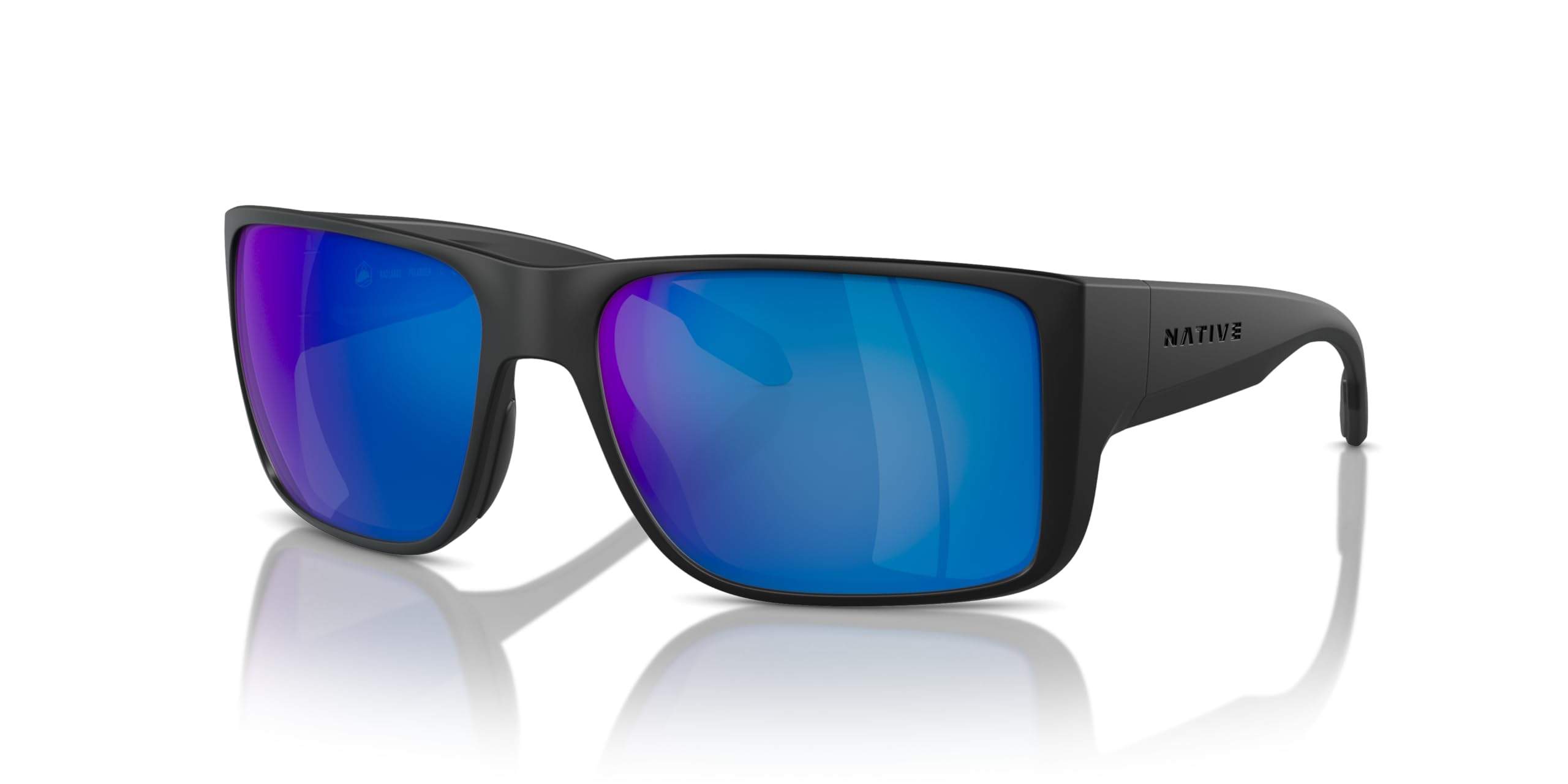 Native EyewearNative Man Sunglasses Matte Black Frame, Blue Reflex Polarized Lenses, 58MM