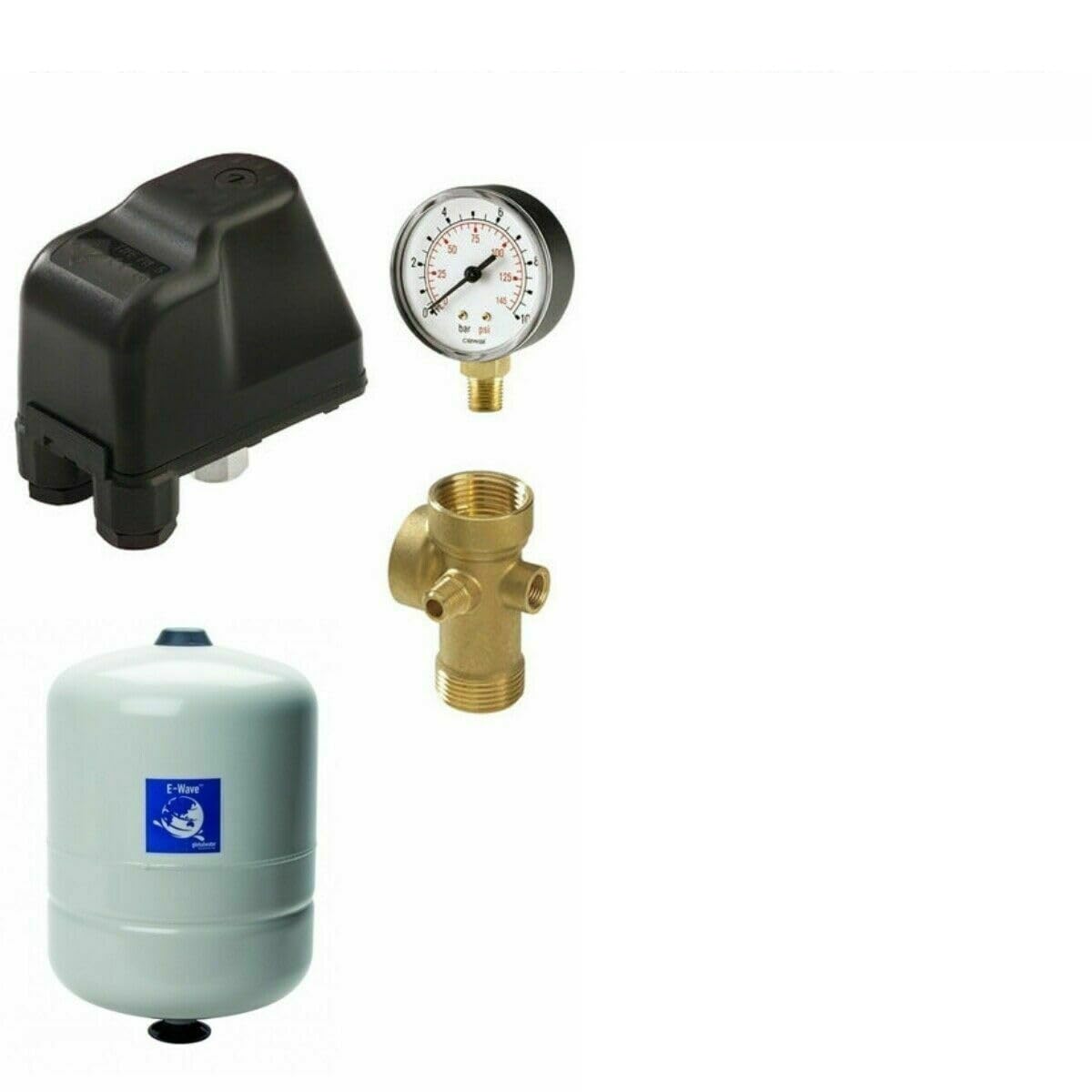 KIT AUTOCLAVE COMPLETO IDROSFERA GWS - MANOMETRO - PRESSOSTATO - RACCORDO 5 VIE (KIT AUTOCLAVE 24 LT 1-5 BAR)