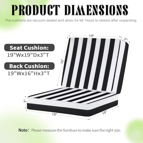 Image of Deep Seat Patio Cushions Set, 19x19 Inch Waterproof & Fade Resistant Outdoor Chair Cushions, Thick Padded Replacement Sofa Cushions for Garden Yard Furniture