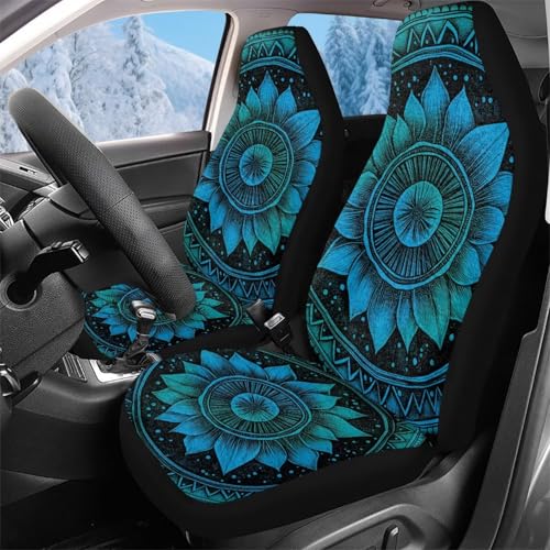 Housses de siège de voiture avant au design mandala lotus pour une finition soignée en SUV