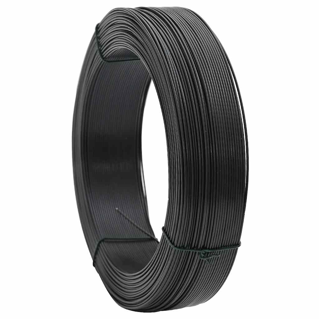 Leasha Fil de Tension, Fil de Acier Plastifié pour Clôture Jardin 250 m 2,3/3,8 mm Acier Anthracite