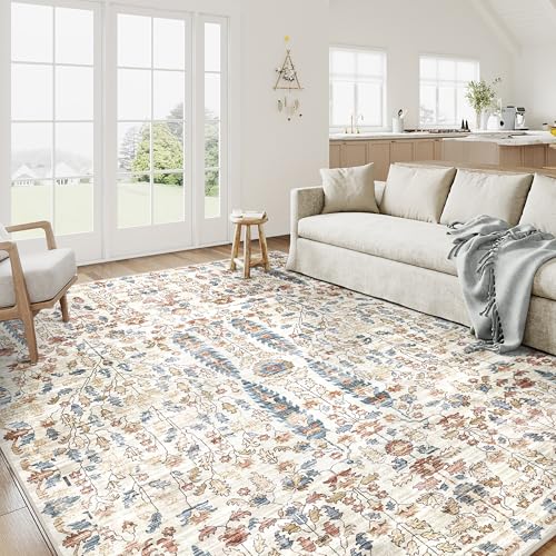 2x3 Beige Neutral Area Rug | Washable, Non Slip, Soft Low Pile, Vintage Farmhouse, for Entryway Kitchen Bathroom Living Room Bedroom Indoor Home Decor