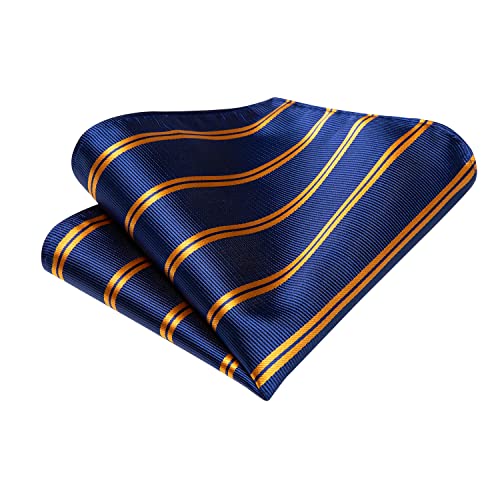 Image of Hi-Tie Men Ties Sets Silk Stripe Paisley Necktie Pocket Square Cufflinks for Business Wedding