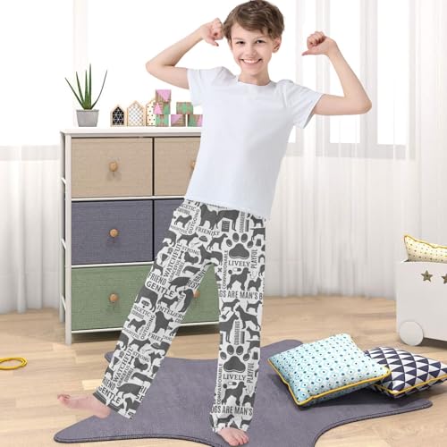 Boy's Pants Variety Dog Pattern Jogger Pants Elastic Waist Long Bottoms Trousers with Pockets 6-14 Years4