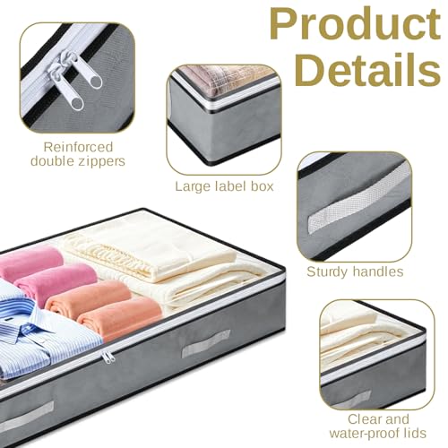 LIQWEI 4 Pack 5.5 Inches High Under Bed Storage Containers, Low Profile Under Bed Storage Containers, Foldable Underbed Bag Stackable Closet Organizers for Blankets Clothing Comforter Wrapping Paper by LIQWEI - Image 3
