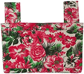 Qelse Walker Tote Bag - Designer 3 Pocket Pouch for Walkers, Wheelchairs, Mobility Scooters, Rollators, and More - Hanging Velcro Walker Accessory -Pink & Green