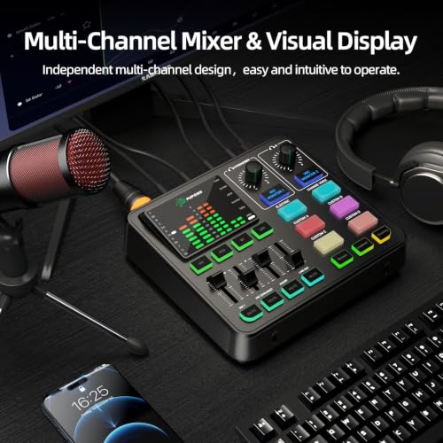 Image of PUPGSIS Podcast Equipment Bundle, Audio Mixer with XLR Dynamic Microphone, Pro-preamp, Bluetooth 5.3, All-in-One Gaming Equipment Set for Podcast Recording, Live Streaming, Video Vocals, PC, Phone, DJ