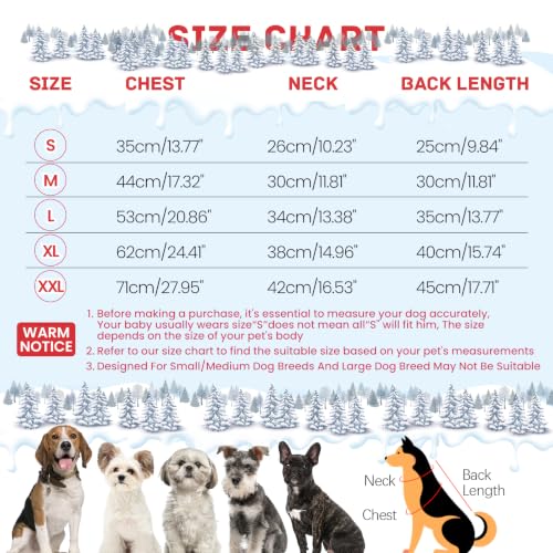 Image of BRKURLEG Small Dog Winter Coat with Harness Built in, Winter Jackets for Dogs, Fullbody Dog Coat, Dogs Snowsuits Reflective Windproof Cold Weather Coats, Pet Warm Fleece Coats, Red, L