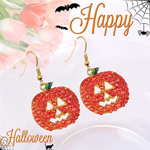 Halloween Pumpkin Earrings Hypoallergenic Crystal Dangle Earrings for Women Holiday Thanksgiving Halloween Pumpkin Drop Earrings3