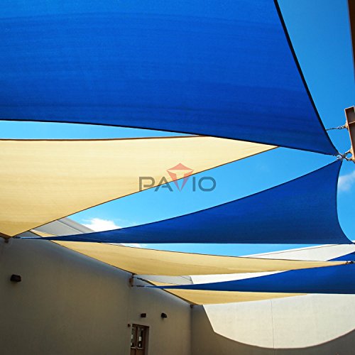 Patio Paradise Sun Shade Sail 12' x 20' x 23.3' Right Triangle Canopy in Blue UV Block Fabric-Customized Available-Set of 2