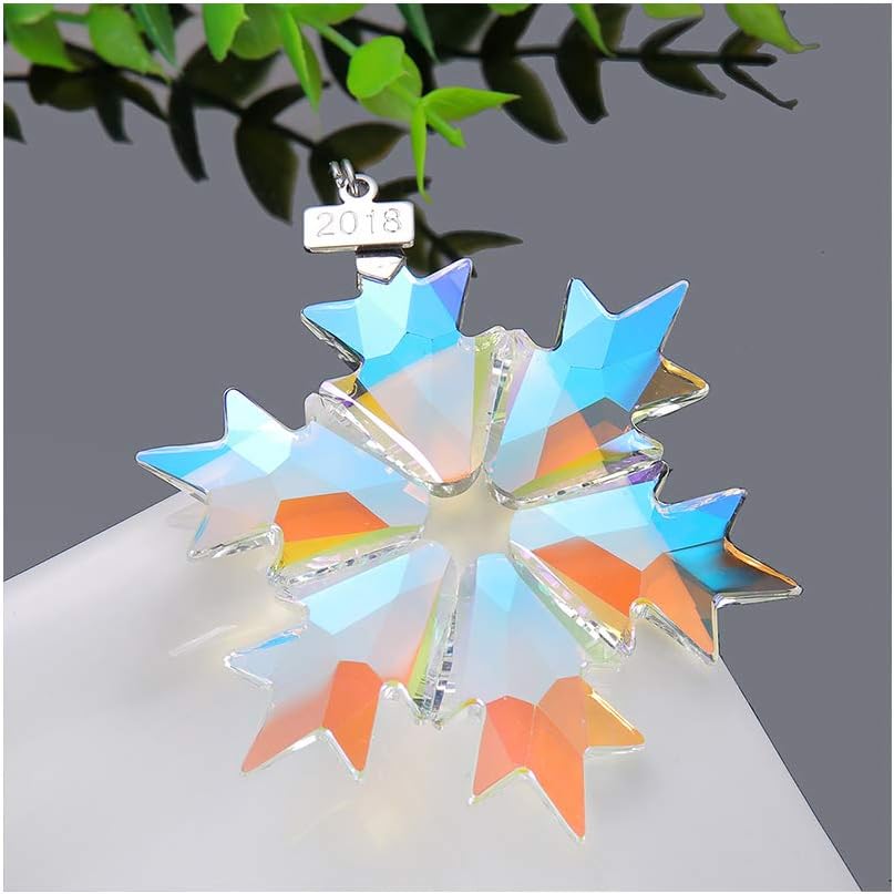 SIYOUKI 2018 Christmas Decoration, Crystal Star Car Pendant K9 Glass Snowflake Ornament (AB)