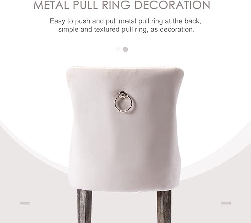 Miniatura 5 de Kiztir Juego de 2 taburetes de bar de terciopelo para altura de mostrador, taburetes de bar modernos con respaldo y ribete de cabeza de clavos para