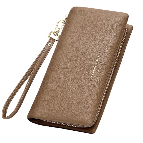 Womens Wallet RFID Large Capacity Zip Around Wallet PU Leather Credit Card Holder Clutch Wristlet Wallet Travel Purse