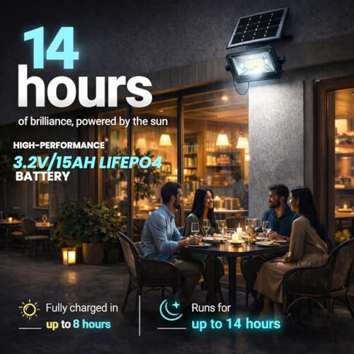 Image of hardoll Solar Flood Light 200W with Remote, Cool White LED, 5M Cable, Waterproof IP65 ABS + Glass Body, 15000mAh Lifepo4 Battery for Home, Garden, Terrace, Outdoor (Pack of 1)